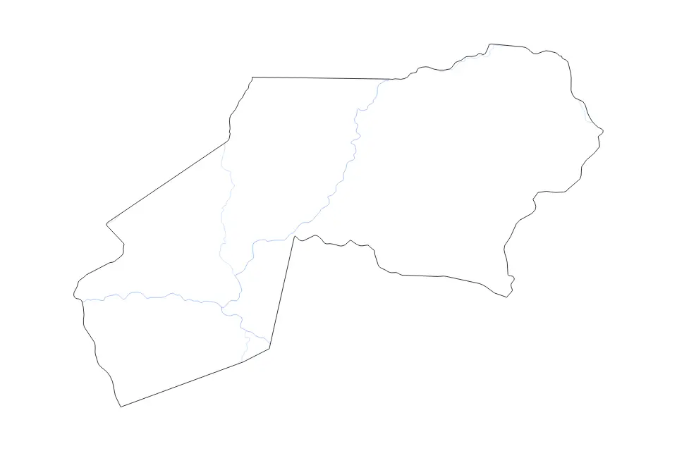 Carte de Ogooué-Ivindo, Gabon de type contour et rivières pour Afrique, montrant contour et rivières avec des limites nettes.