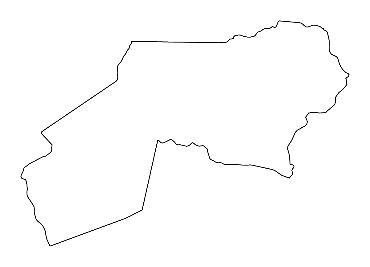 Mapa de contorno de Ogooué-Ivindo, Gabon con ríos.