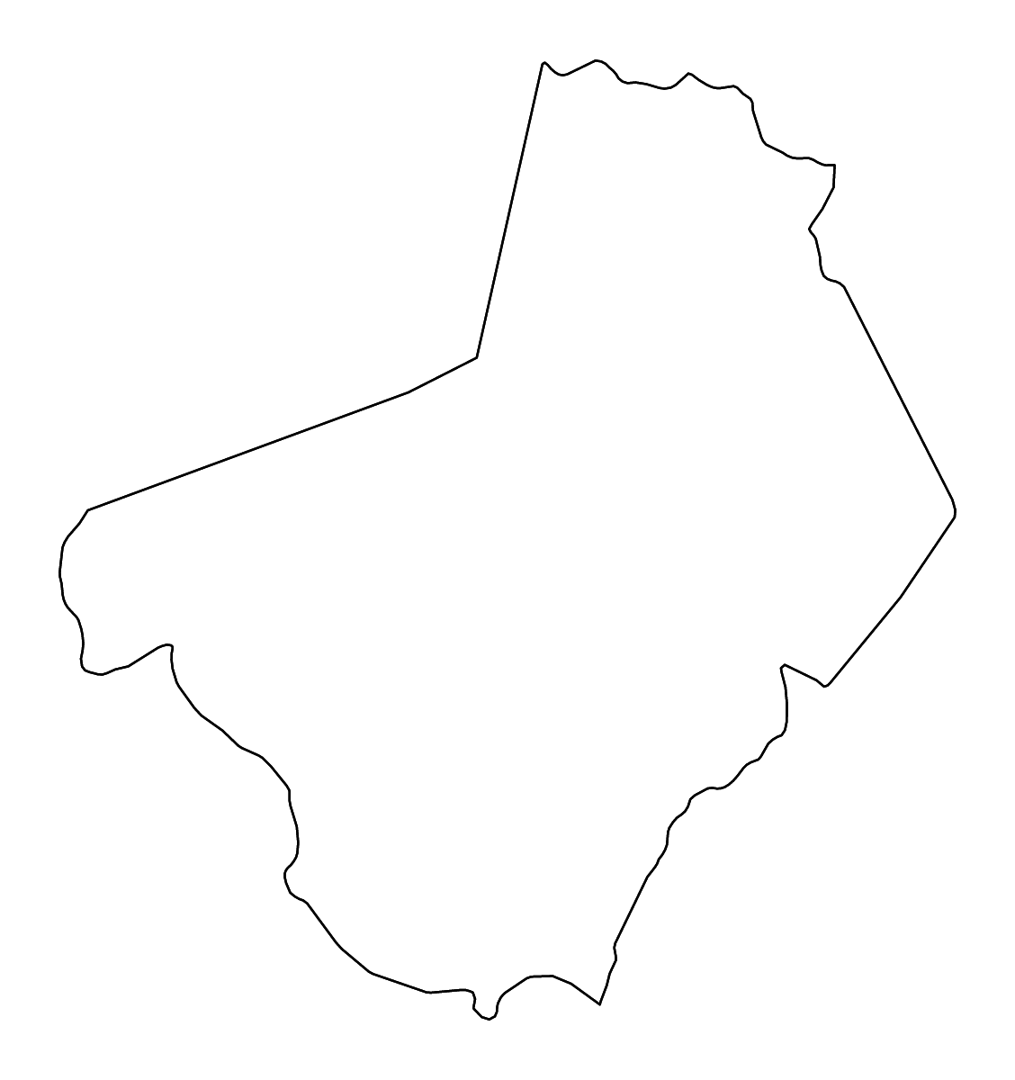 Mapa de contorno de Ogooué-Lolo, Gabon con ríos.