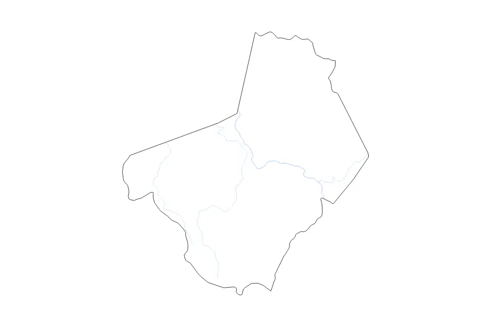 Mapa de Ogooué-Lolo, Gabon de tipo contorno y ríos para África, con contorno y ríos con límites limpios.