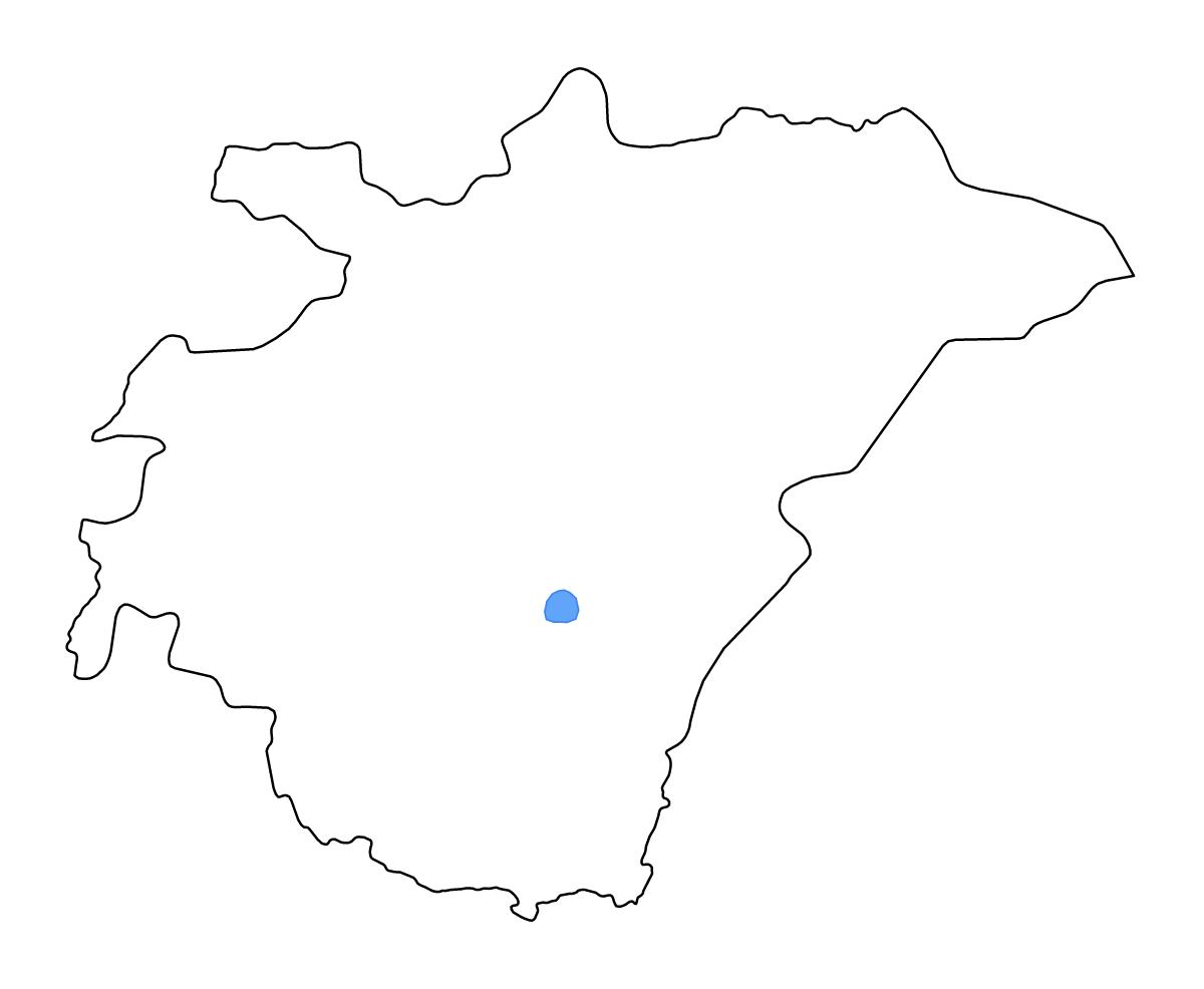 Mapa de contorno de Ashanti, Ghana con lagos y ríos.