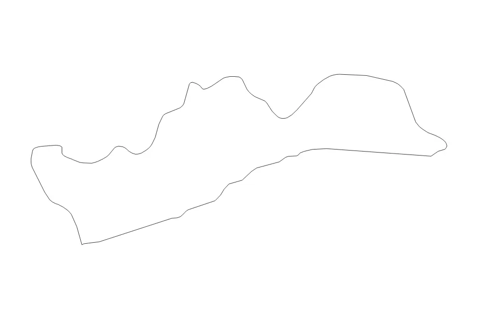 Outline map of Greater Accra, Ghana with subdivision borders.