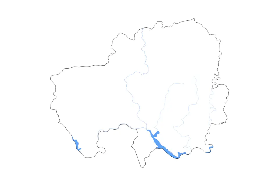 Carte de Northern, Ghana de type contour, lacs et rivières pour Afrique, montrant contour, lacs et rivières avec des éléments hydrographiques comme Bui Reservoir.