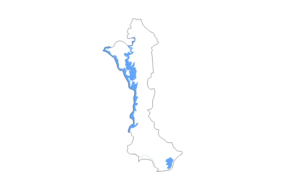 Carte de Volta, Ghana de type contour, lacs et rivières pour Afrique, montrant contour, lacs et rivières avec des éléments hydrographiques comme Keta Lagoon.