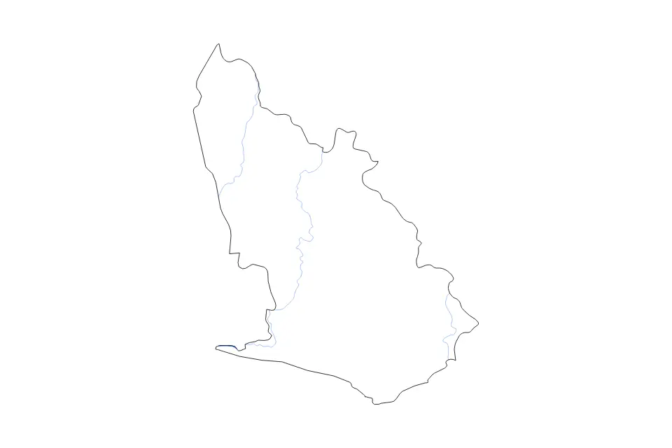 Mapa de Western, Ghana de tipo contorno, lagos y ríos para África, con contorno, lagos y ríos con elementos de agua como Juen Lagoon.