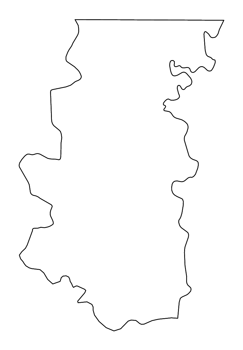 Mapa de contorno de Bafatá, Guinea-Bissau con ríos.