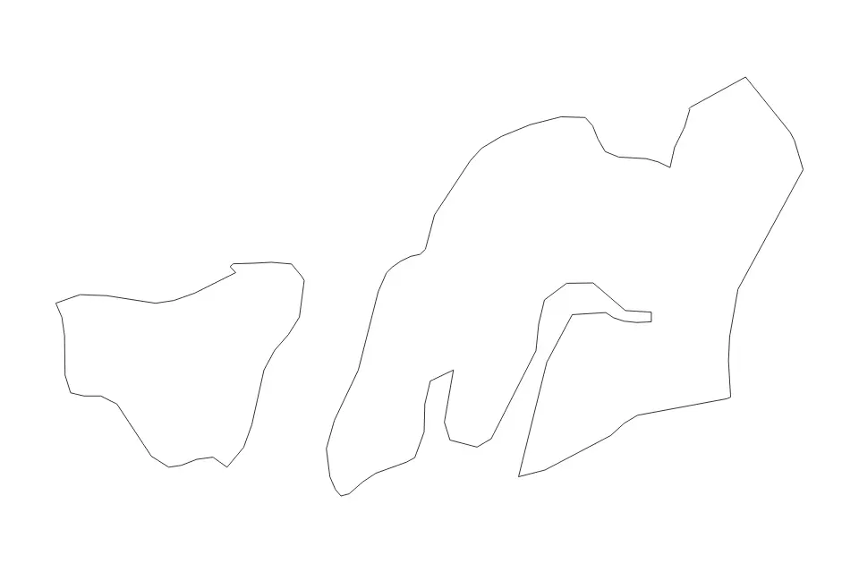 Outline map of Biombo, Guinea Bissau with subdivision borders.