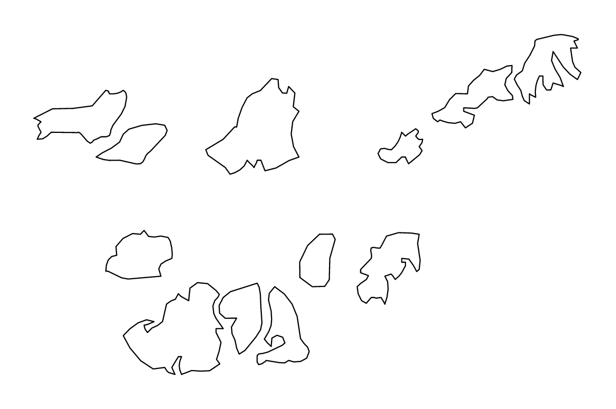 Outline map of Bolama, Guinea-Bissau.