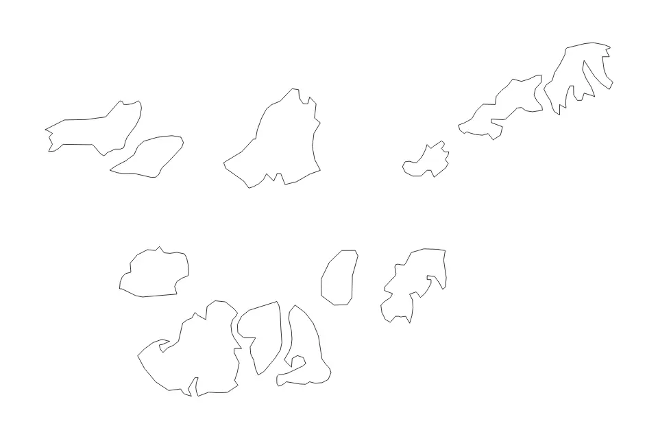 Outline map of Bolama, Guinea Bissau with subdivision borders.