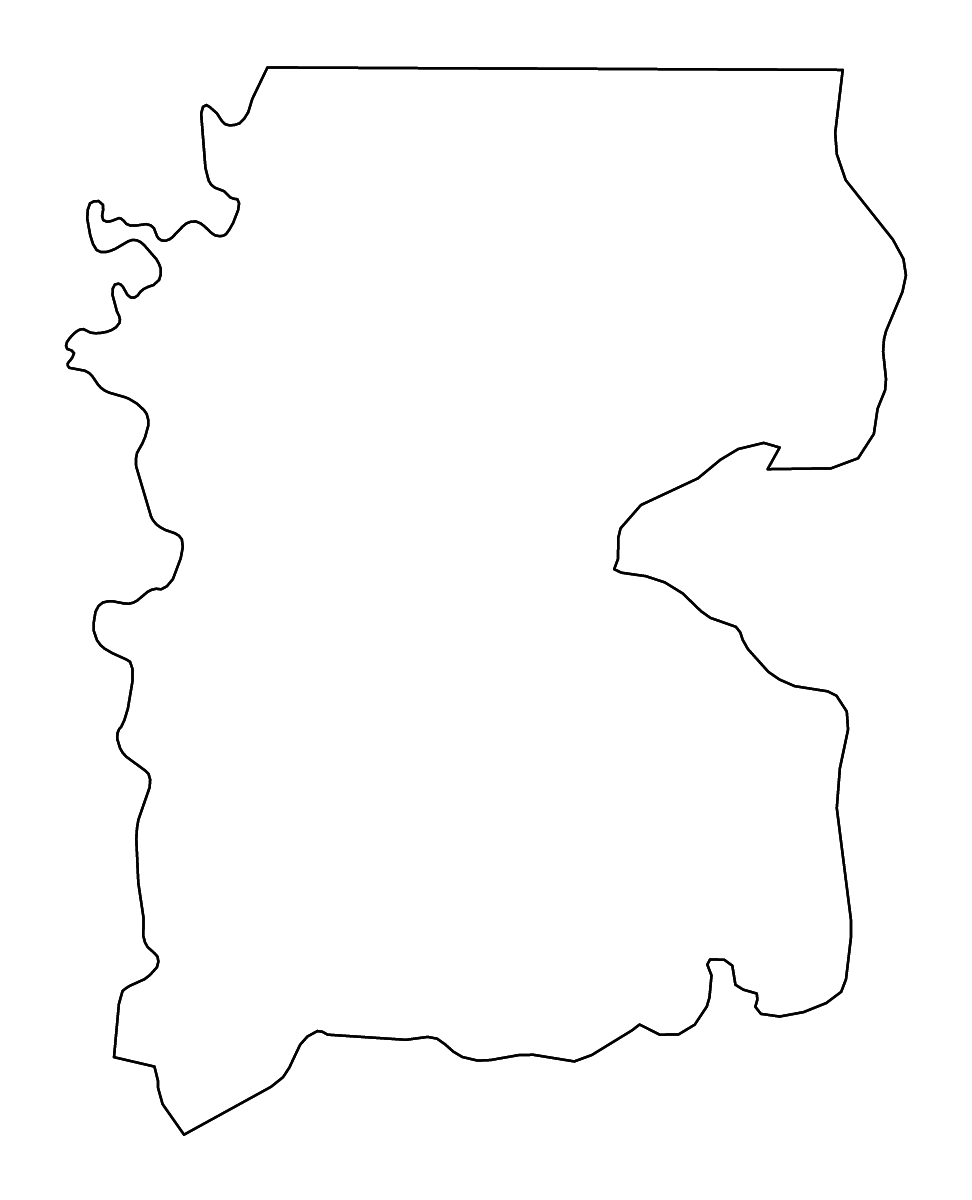 Outline map of Gabú, Guinea-Bissau with rivers.