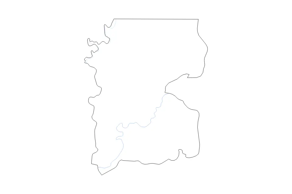 Mapa de Gabú, Guinea Bissau de tipo contorno y ríos para África, con contorno y ríos con límites limpios.