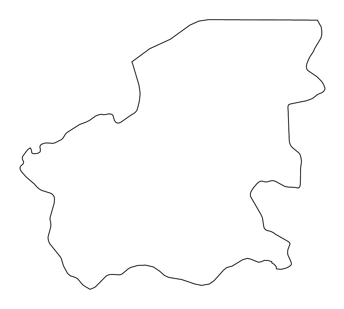 Mapa de contorno de Oio, Guinea-Bissau con ríos.