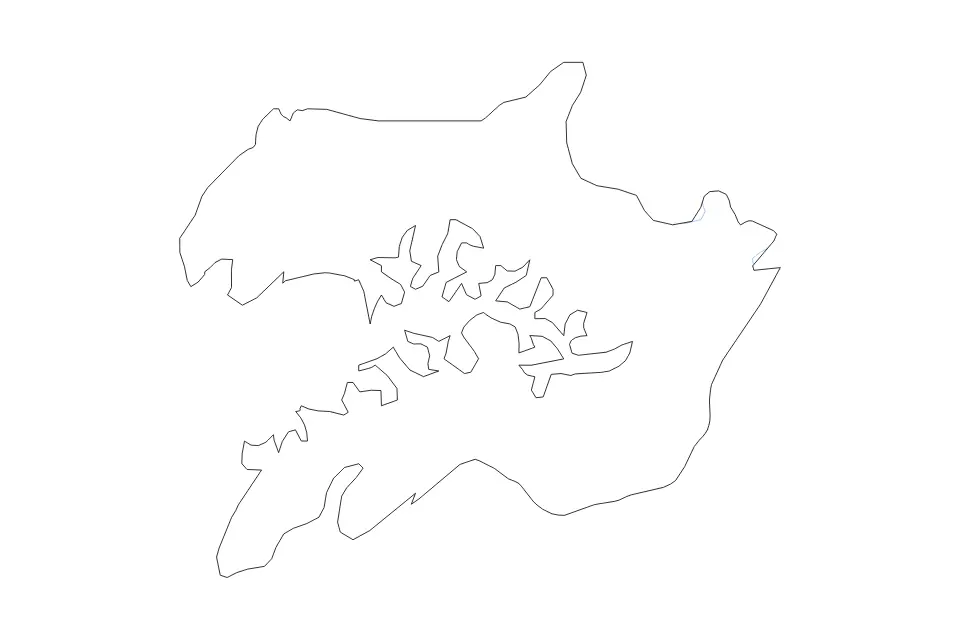 Mapa de Quinara, Guinea Bissau de tipo contorno y ríos para África, con contorno y ríos con límites limpios.
