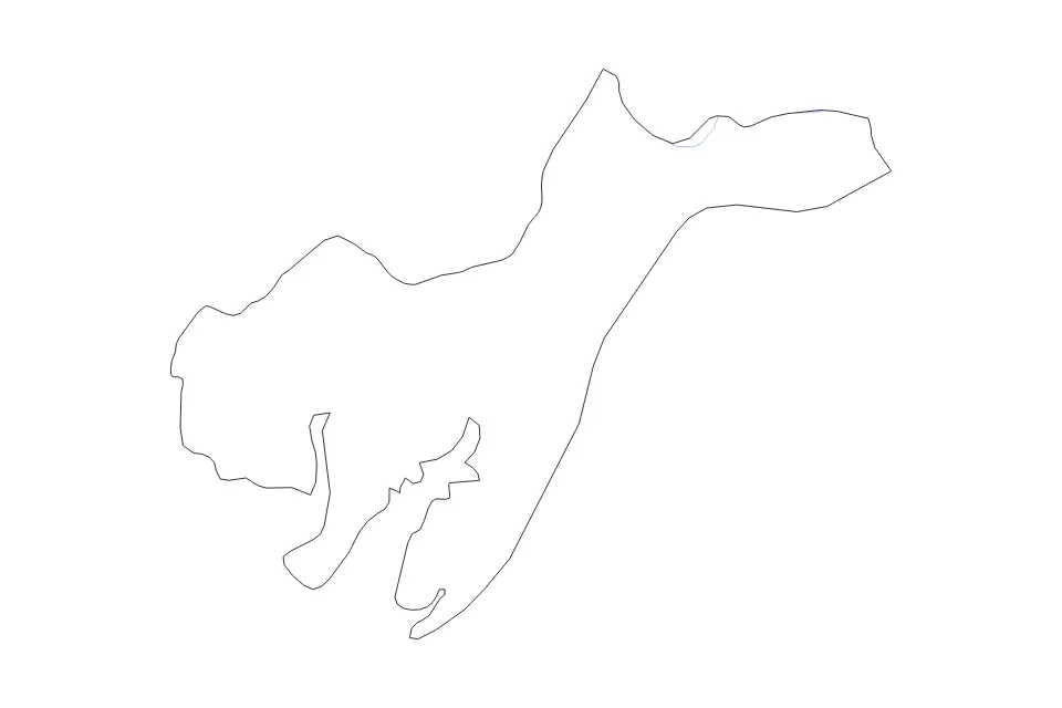 Mapa de Tombali, Guinea Bissau de tipo contorno y ríos para África, con contorno y ríos con límites limpios.