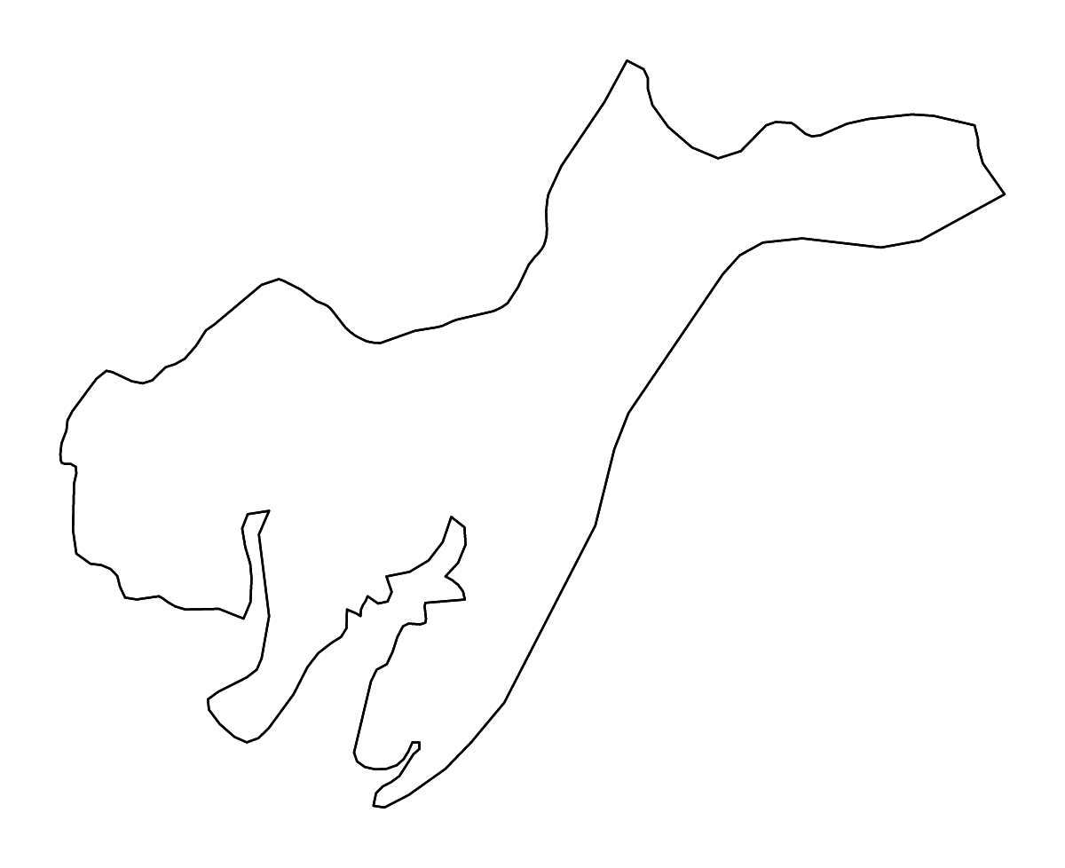 Mapa de contorno de Tombali, Guinea-Bissau con ríos.
