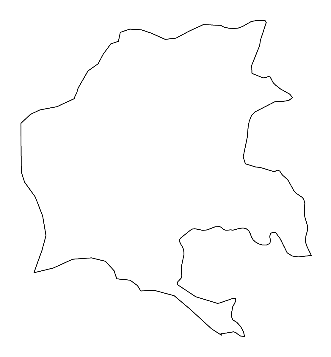 Mapa de contorno de Beyla Prefecture, Guinea con ríos.