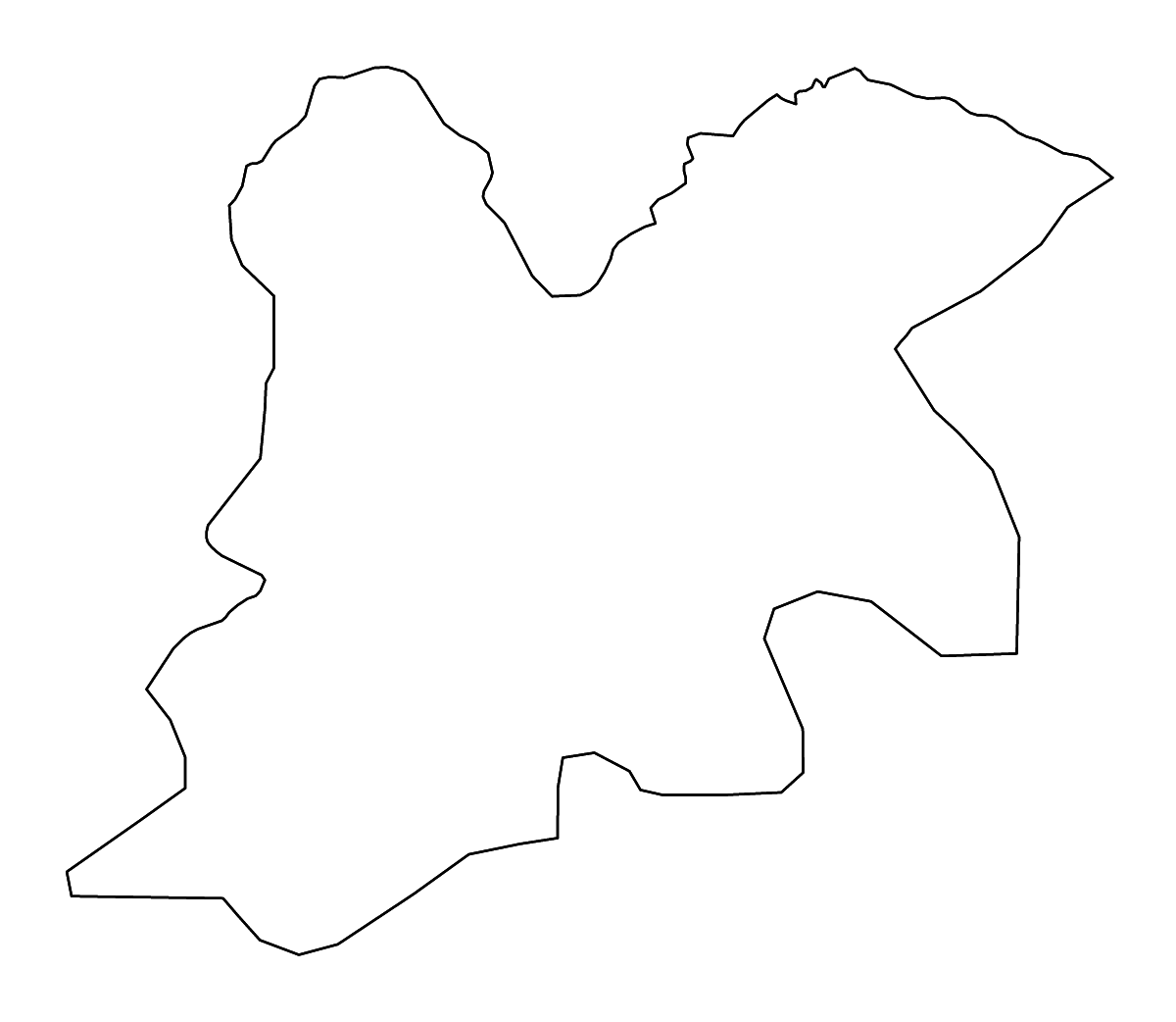 Mapa de contorno de Dinguiraye Prefecture, Guinea con ríos.