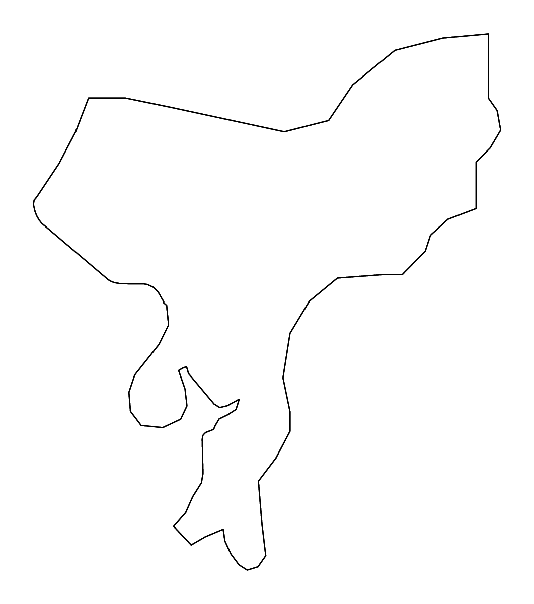 Mapa de contorno de Dubréka Prefecture, Guinea con ríos.