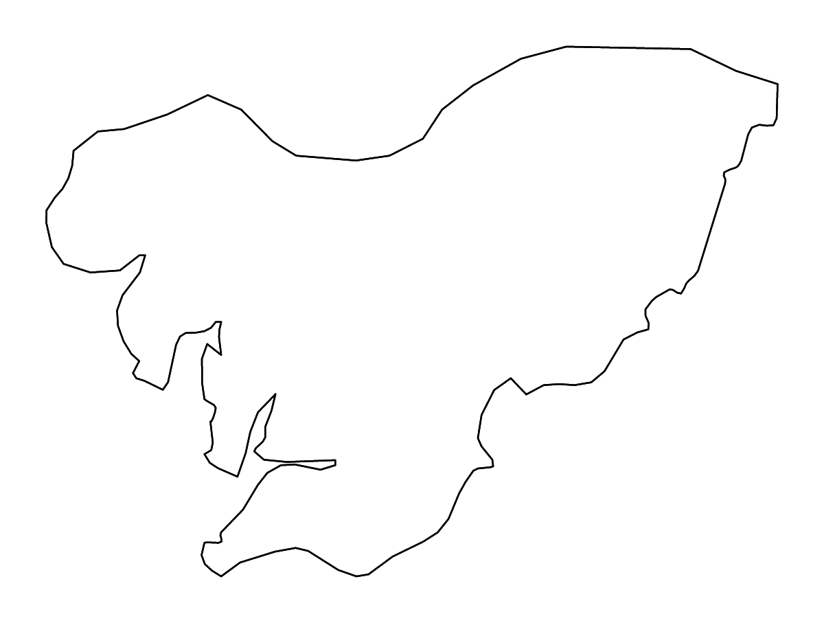 Outline map of Forécariah Prefecture, Guinea with rivers.