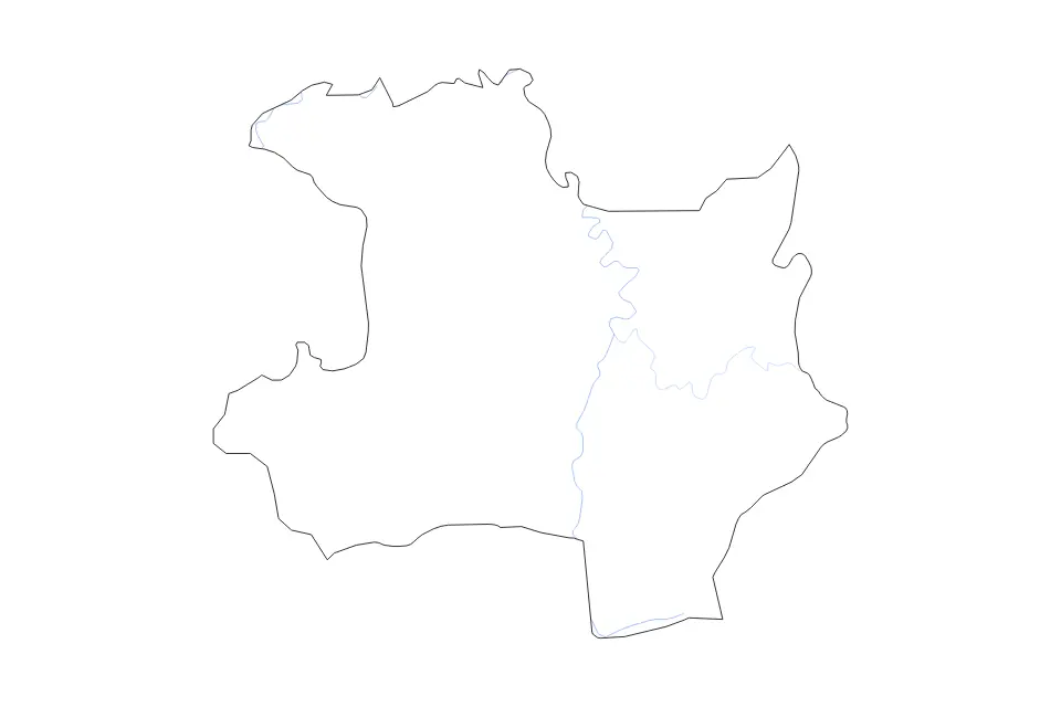 Outline map of Gaoual Prefecture, Guinea with subdivision borders and rivers.