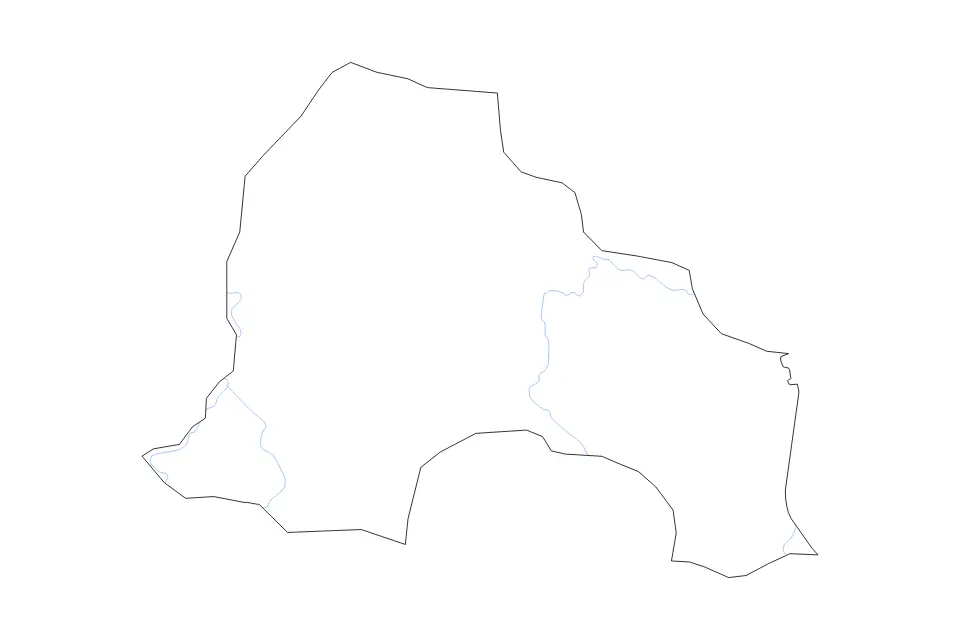 Mapa de Kankan, Guinea de tipo contorno y ríos para África, con contorno y ríos con límites limpios.