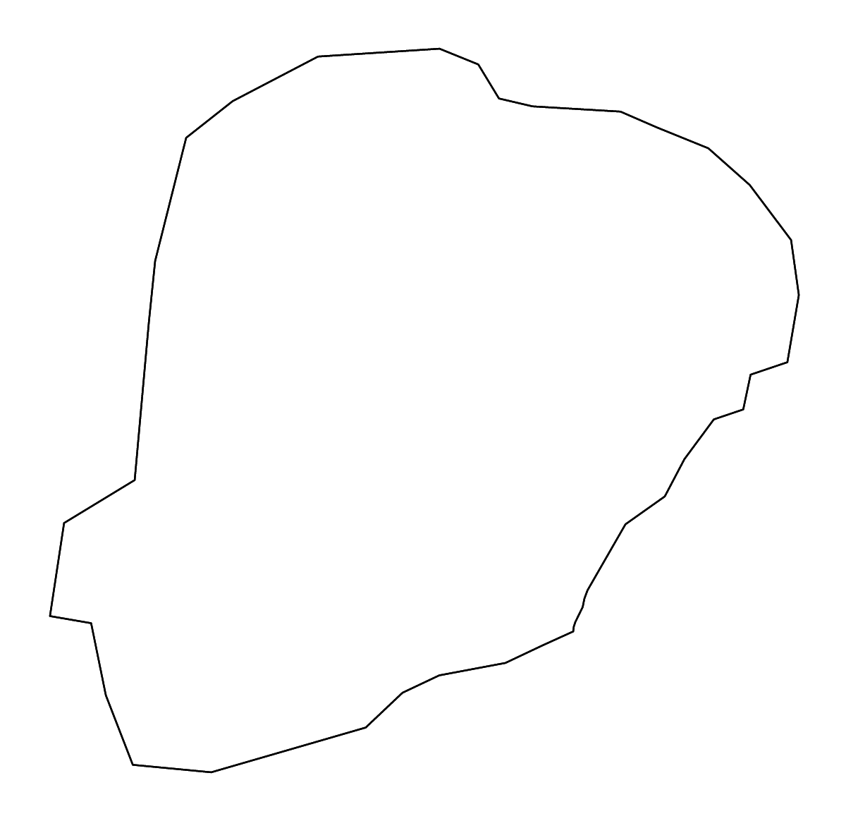 Carte de contour de Kérouané Prefecture, Guinea avec rivières.