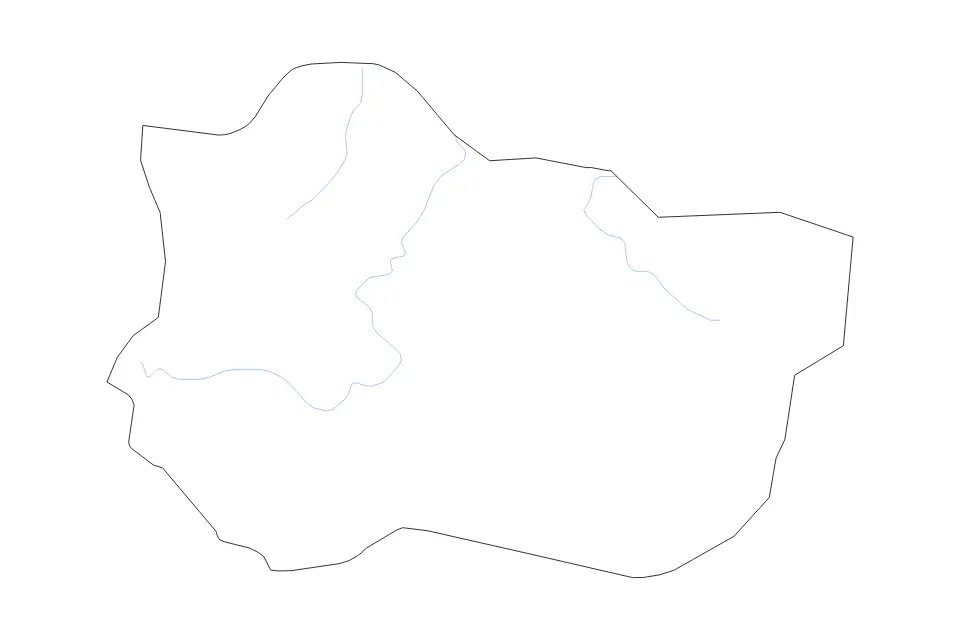 Mapa de Kissidougou Prefecture, Guinea de tipo contorno y ríos para África, con contorno y ríos con límites limpios.
