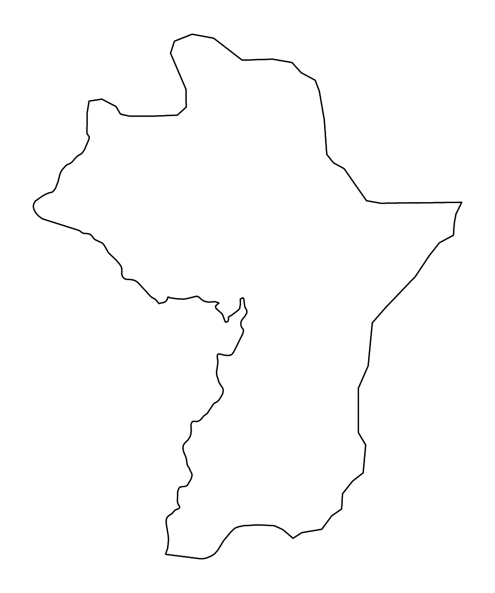 Carte de contour de Kouroussa Prefecture, Guinea avec rivières.