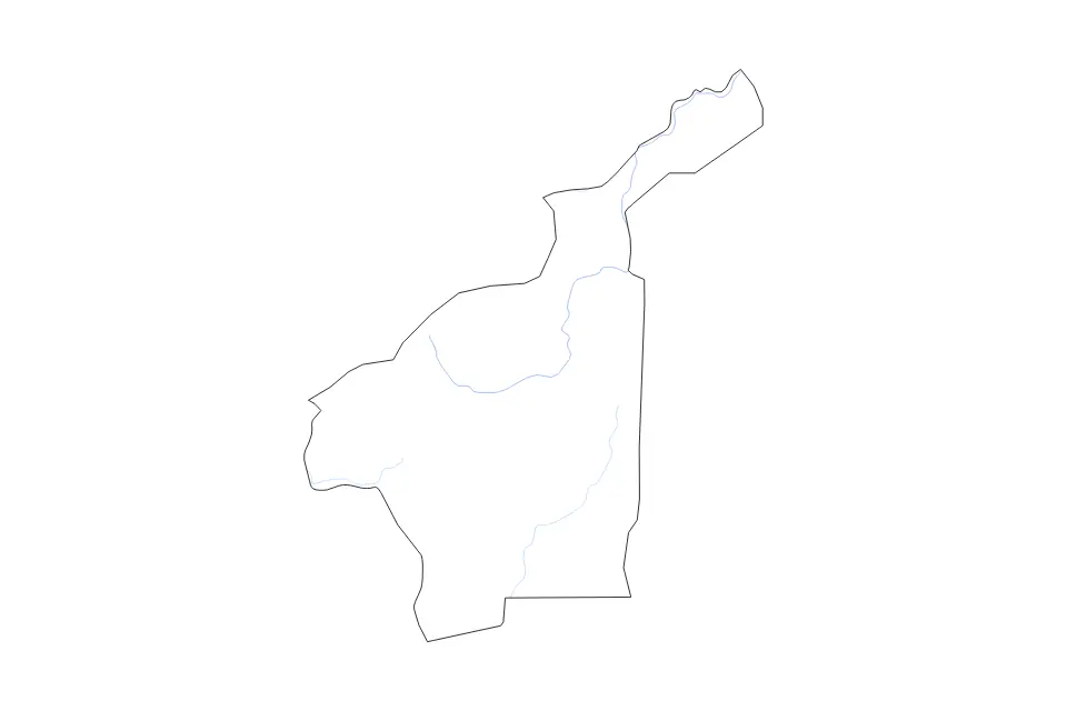 Mapa de Mamou Prefecture, Guinea de tipo contorno y ríos para África, con contorno y ríos con límites limpios.