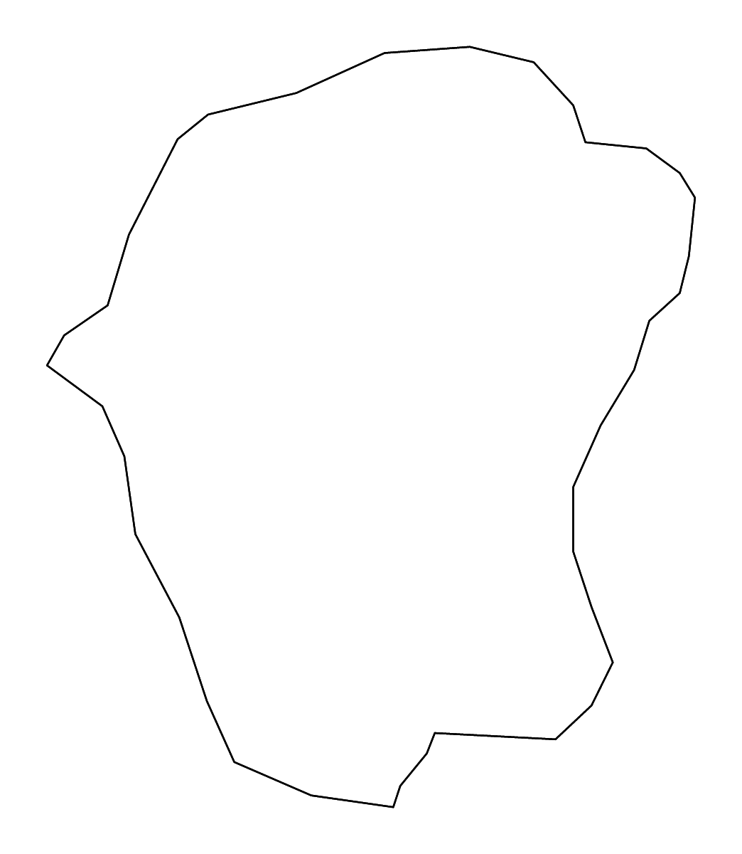 Mapa de contorno de Nzérékoré Prefecture, Guinea con ríos.