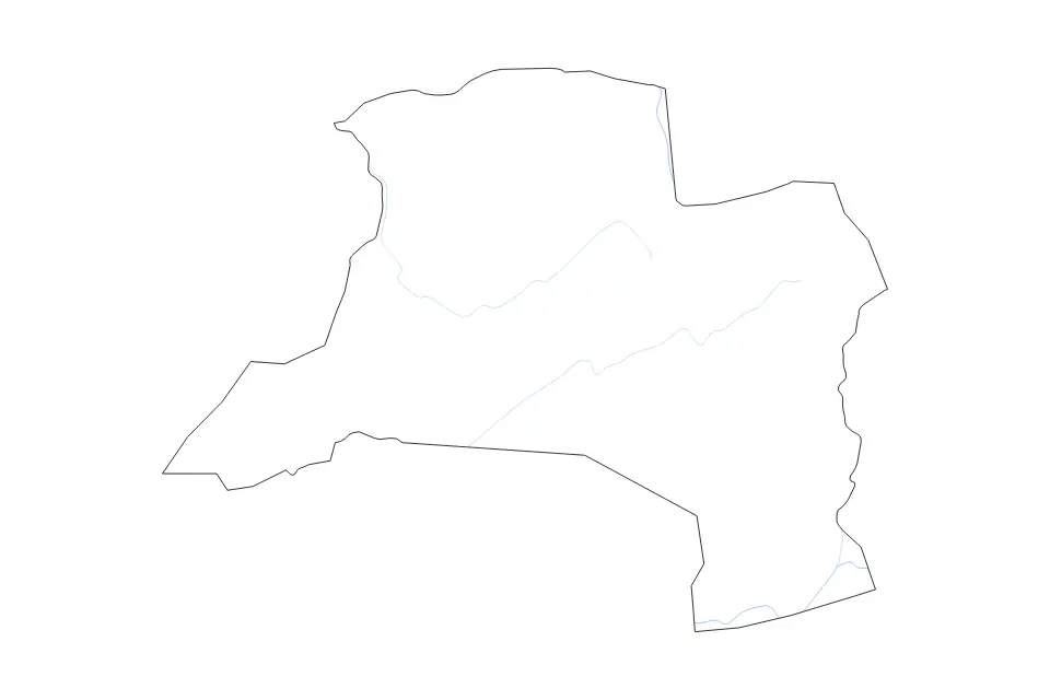 Outline map of Télimélé Prefecture, Guinea with subdivision borders and rivers.