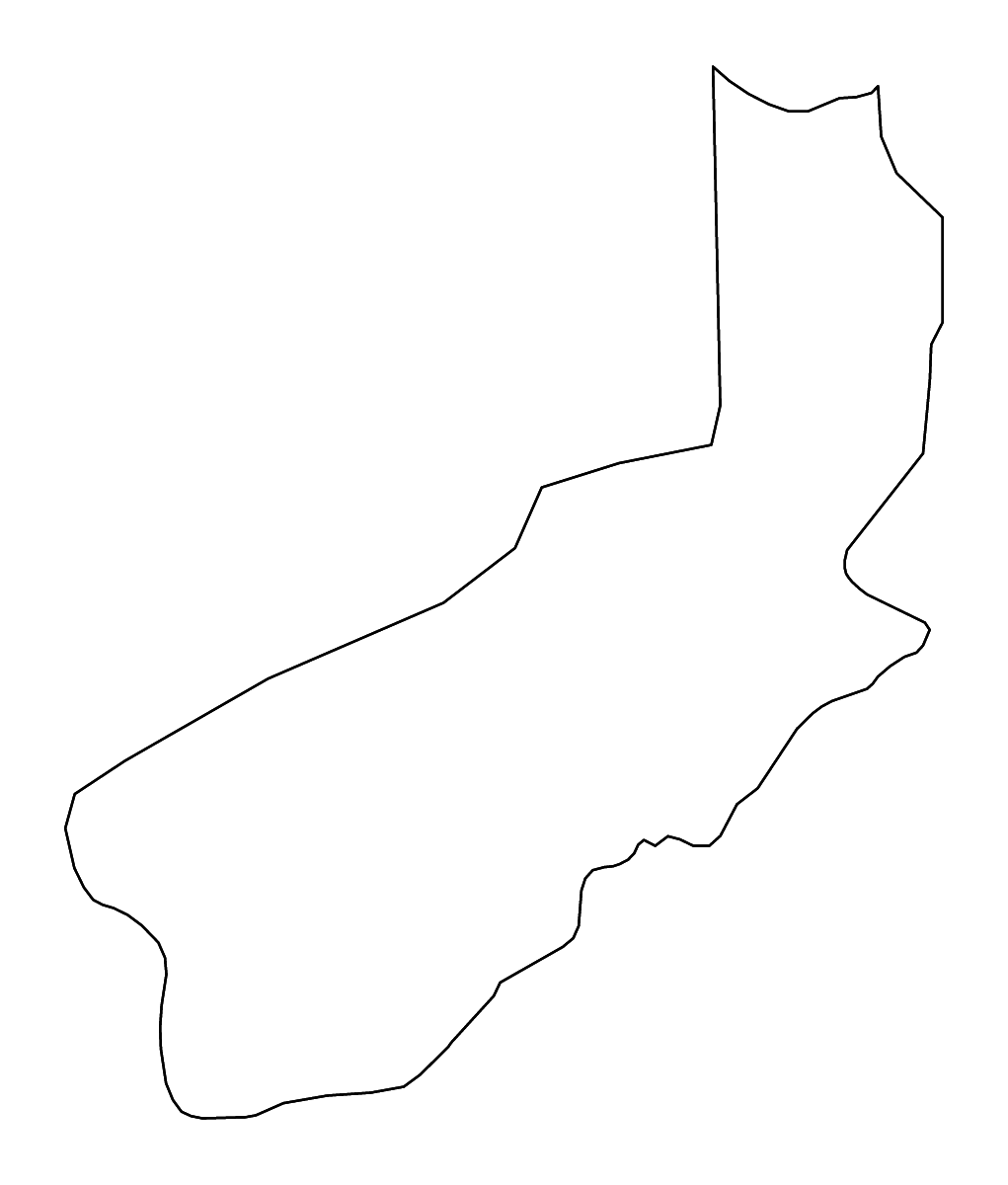 Mapa de contorno de Tougué Prefecture, Guinea con ríos.