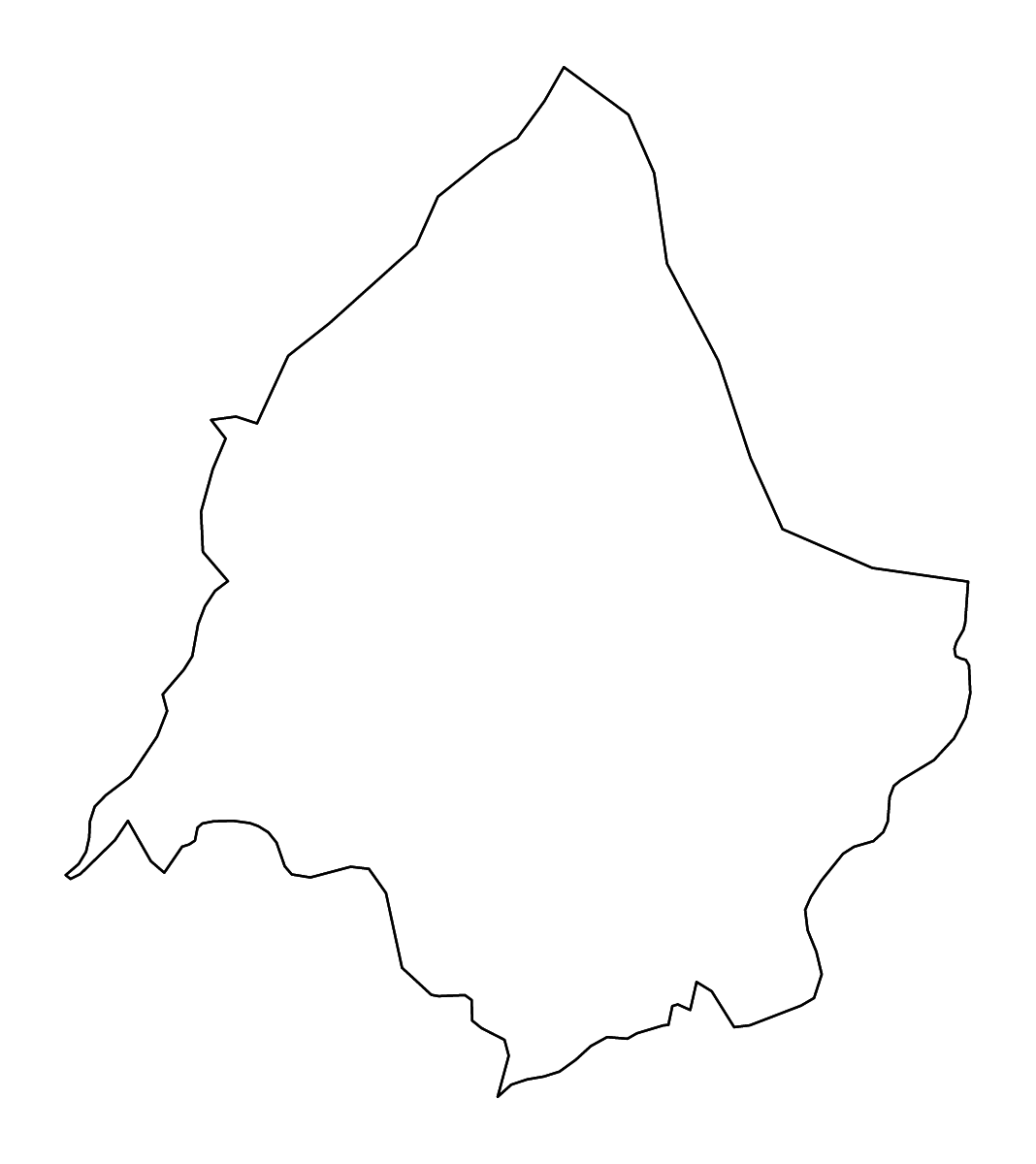 Carte de contour de Yomou Prefecture, Guinea avec rivières.