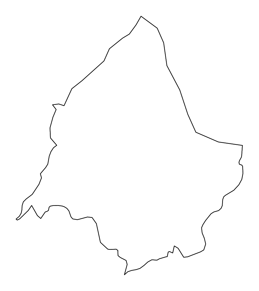 Mapa de contorno de Yomou Prefecture, Guinea con ríos.