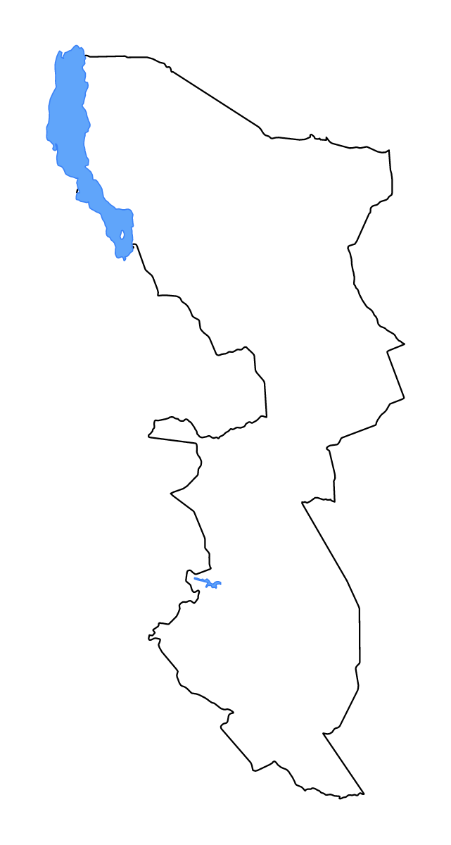 Outline map of Eastern National Capital Area, Kenya with lakes and rivers.