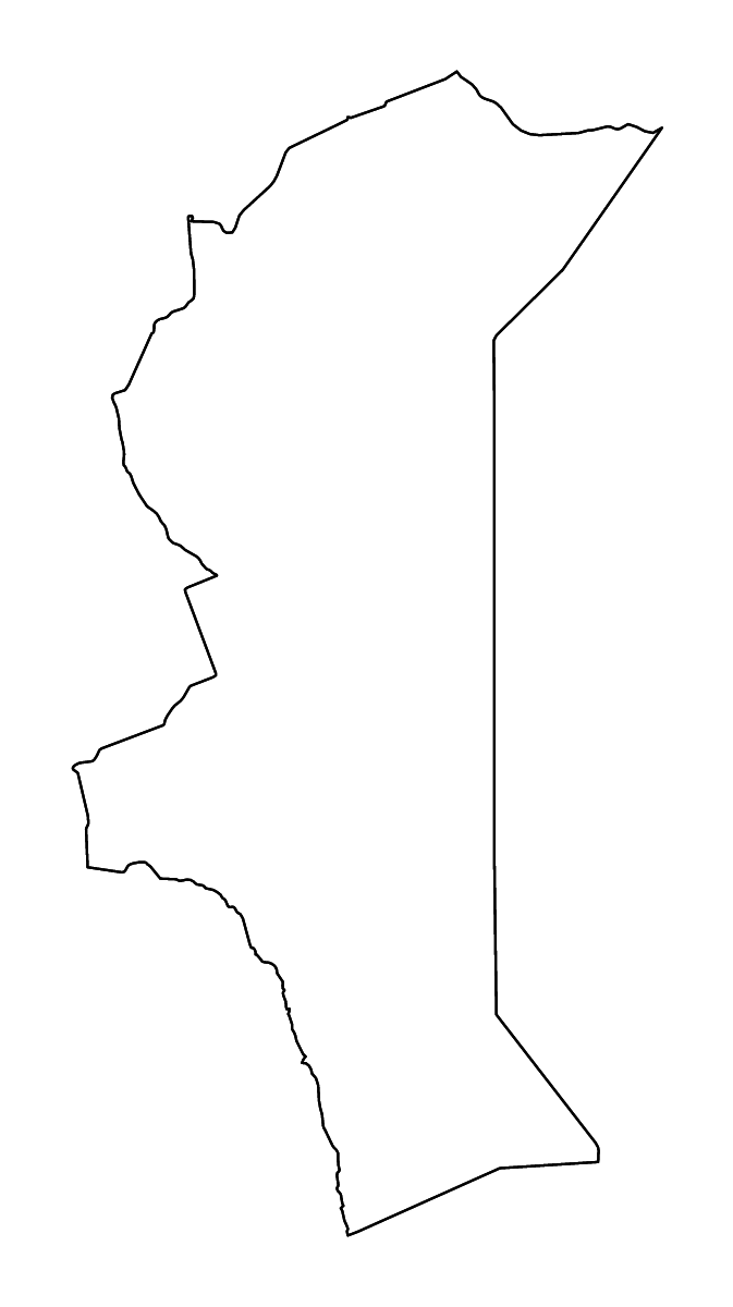 Mapa de contorno de North Eastern, Kenya con ríos.