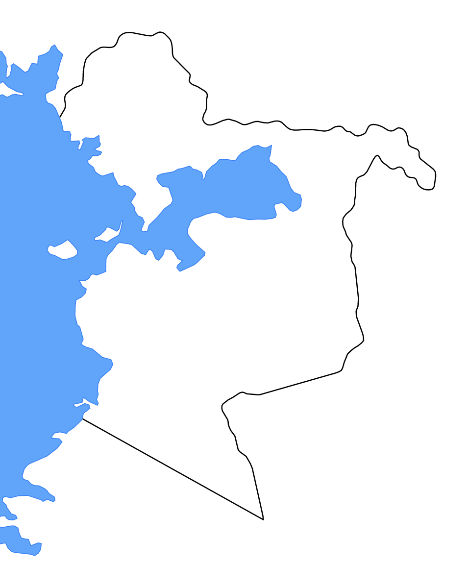 Mapa de contorno de Nyanza, Kenya con lagos y ríos.