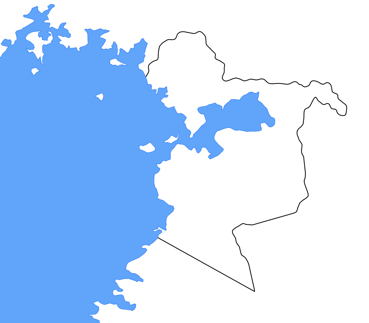 Mapa de contorno de Nyanza, Kenya con lagos y ríos.