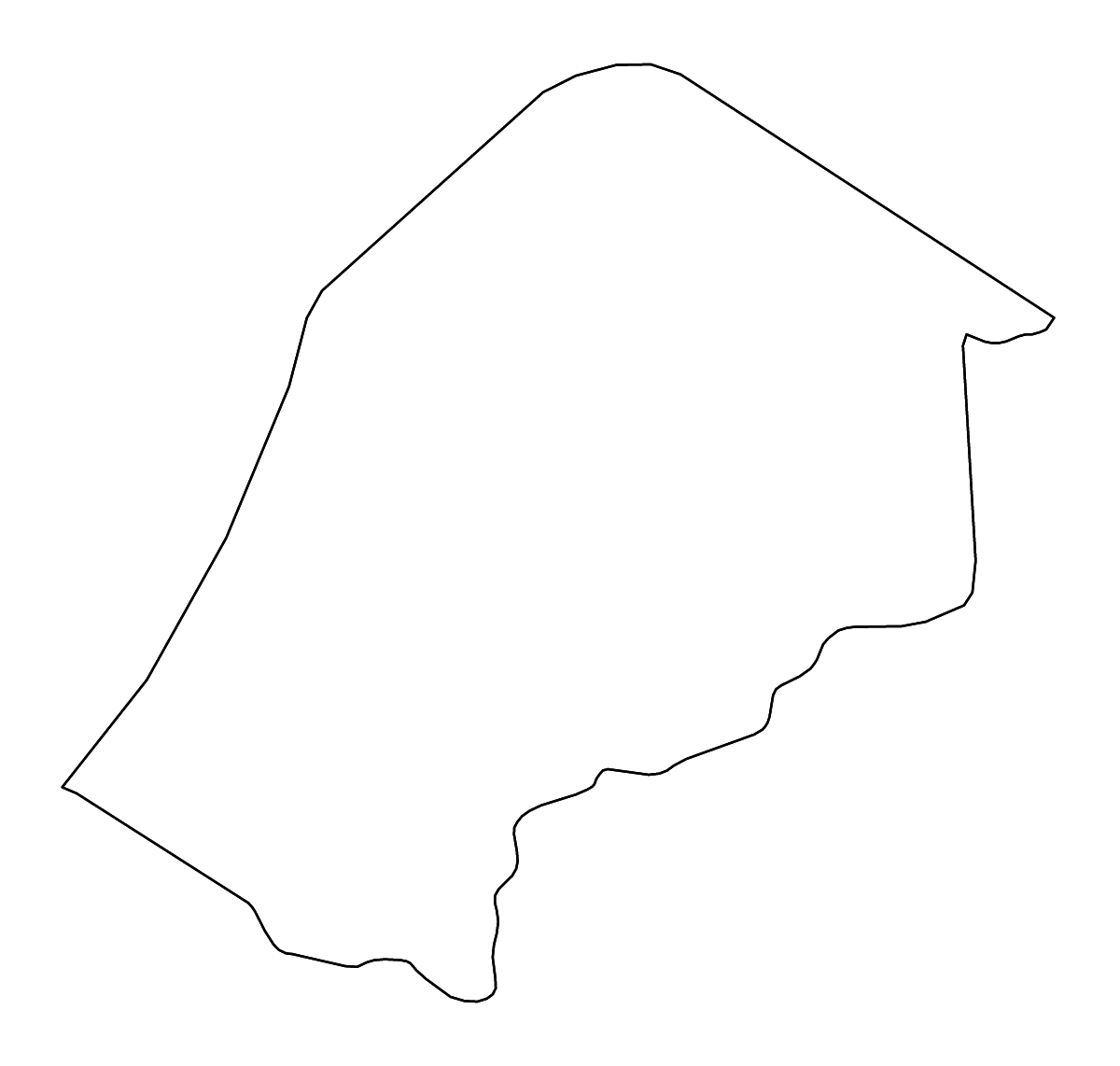 Outline map of Hhohho District, Kingdom of eSwatini with rivers.