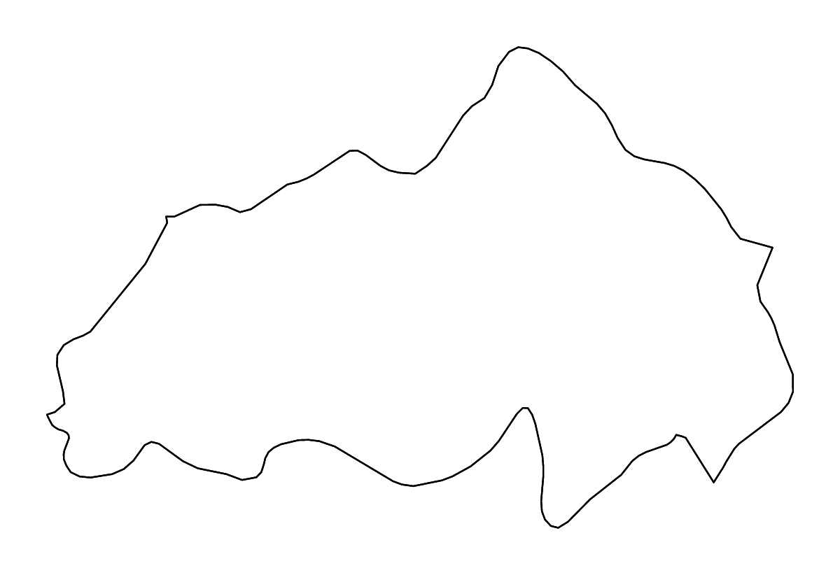 Mapa de contorno de Berea, Lesotho con ríos.