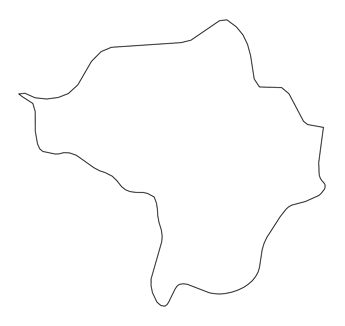 Mapa de contorno de Butha-Buthe, Lesotho con ríos.