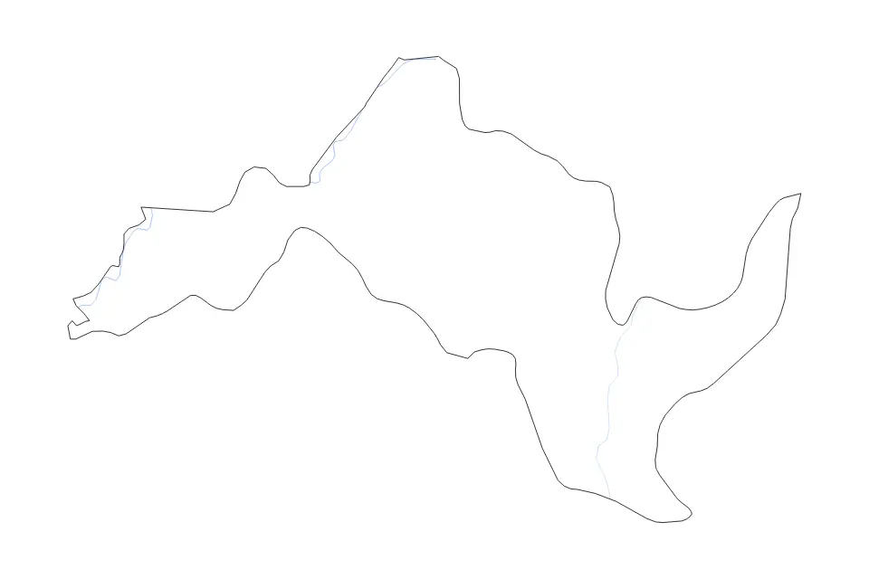 Outline map of Leribe District, Lesotho with subdivision borders and rivers.