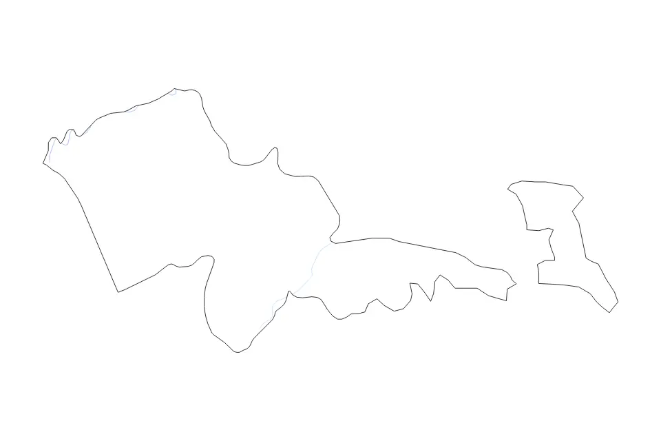 Outline map of Mafeteng District, Lesotho with subdivision borders and rivers.