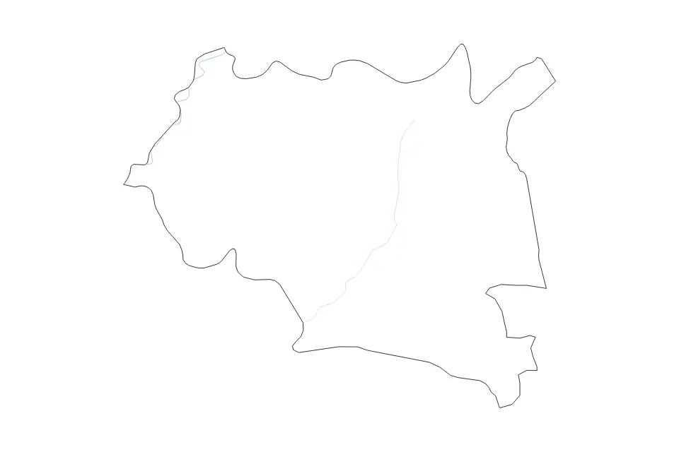 Outline map of Maseru District, Lesotho with subdivision borders and rivers.