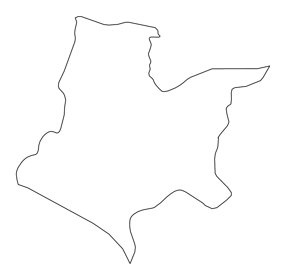 Mapa de contorno de Bomi, Liberia con ríos.