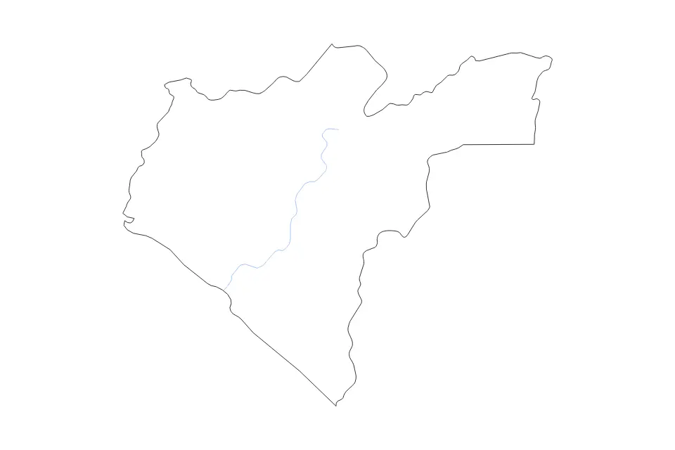 Carte de Grand Bassa, Liberia de type contour et rivières pour Afrique, montrant contour et rivières avec des limites nettes.