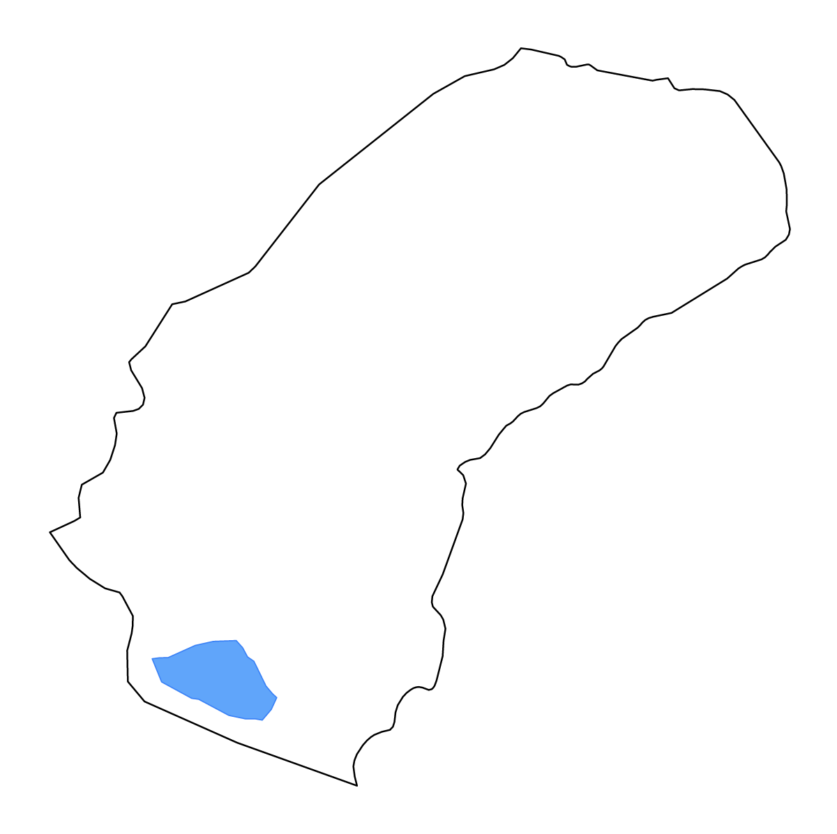 Mapa de contorno de Grand Cape Mount, Liberia con lagos y ríos.