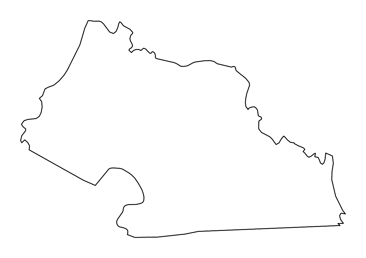 Outline map of Grand Gedeh County, Liberia with rivers.