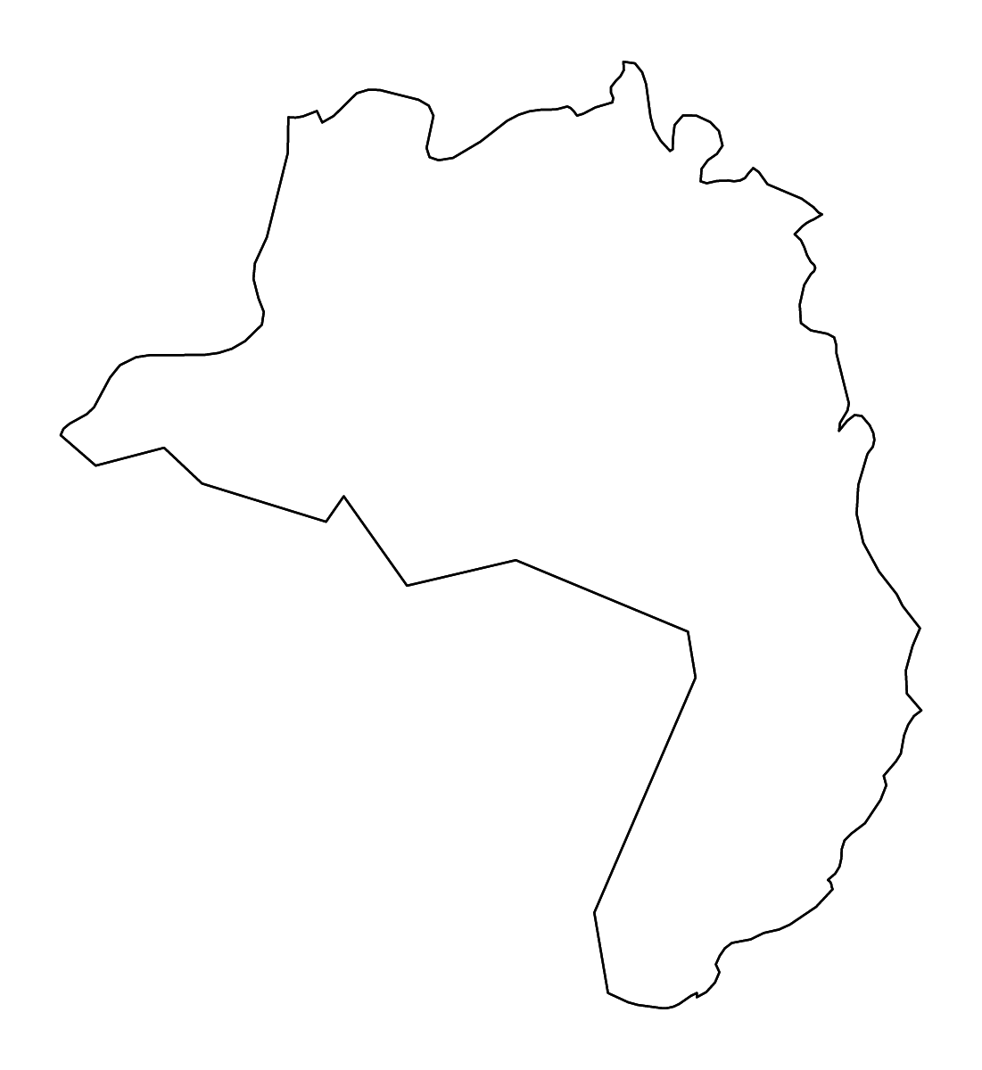 Mapa de contorno de Lofa, Liberia con ríos.