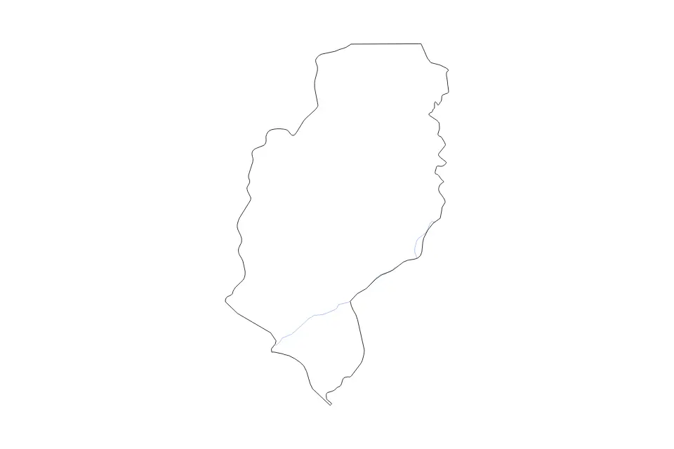Outline map of River Cess County, Liberia with subdivision borders and rivers.